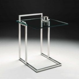 Eclipse Side Table - Stainless Steel & Glass