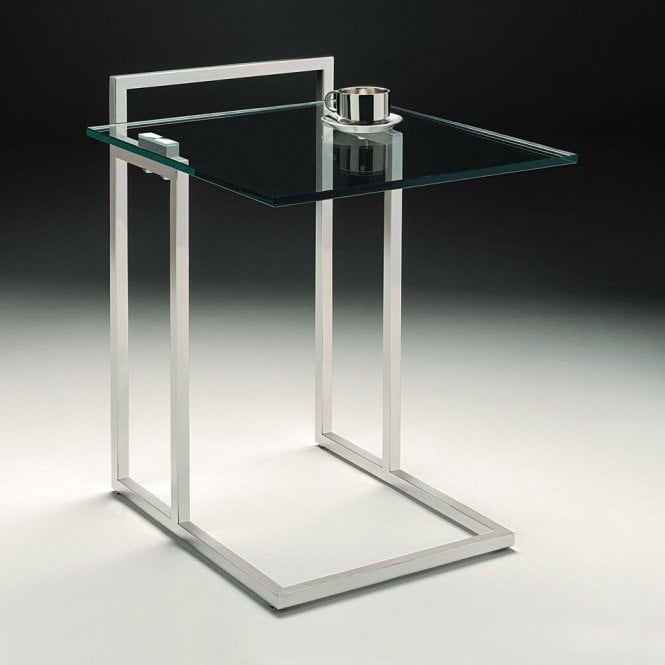 Nord Empire Side Table - Stainless Steel & Clear Glass