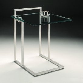 Empire Side Table - Stainless Steel & Clear Glass