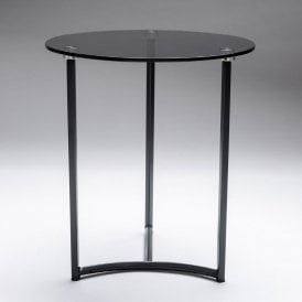 Genoa Smoked Glass Circular Lamp Table With Black Frame