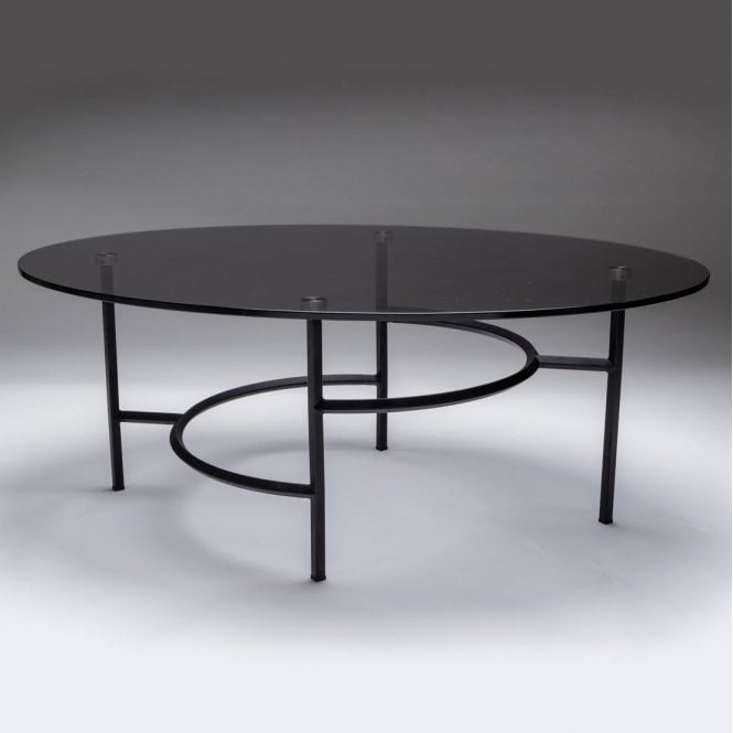 Nord Genoa Smoked Glass Oval Coffee Table With Black Frame