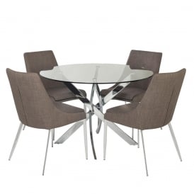 Islington 130cm Large Circular Dining Table & 4 Saturn Chairs