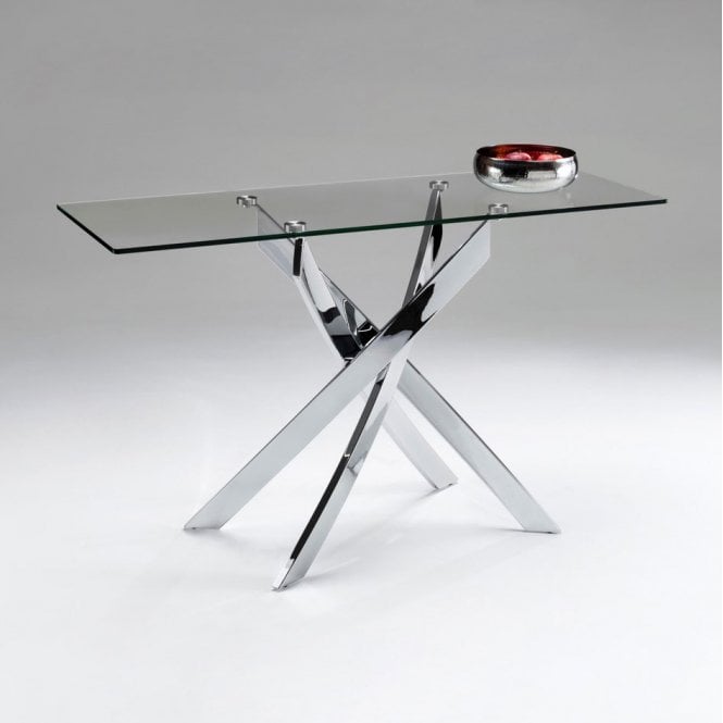 Nord Islington Rectangular Silver Glass Console Table - 120cm Wide