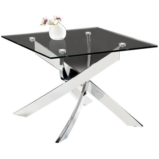 Nord Islington Square Silver Glass Lamp Table