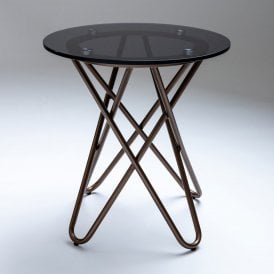 Orpheus Smoked Glass Circular Lamp Table