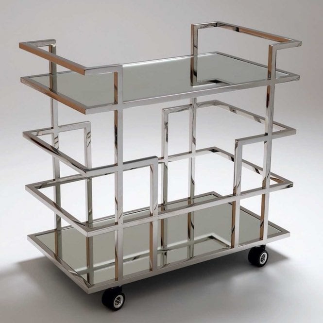 Nord Parker Drinks Trolley - Stainless Steel & Mirror Glass