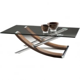 Strand Rectangular Walnut Glass Coffee Table