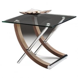 Strand Square Walnut Glass Lamp Table