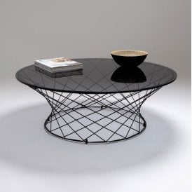 Circular Glass Wire Frame Coffee Table
