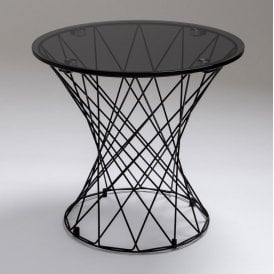 Tela Circular Smoked Glass Lamp Table