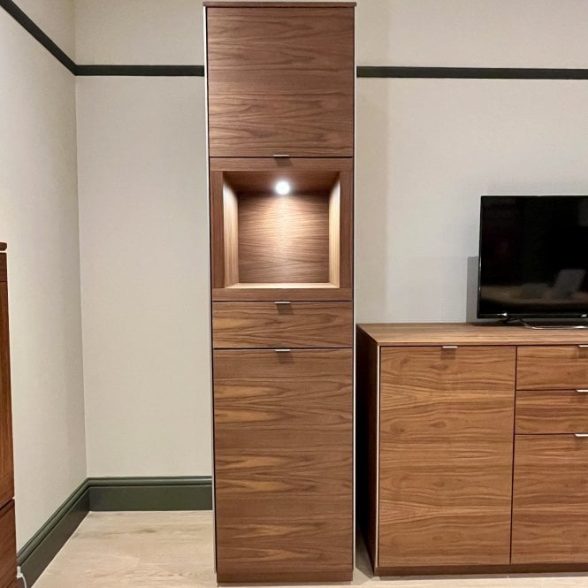 Skovby SM914 Storage Display Cabinet with LED Lighting - Walnut Oil - Clearance