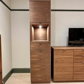 SM914 Storage Display Cabinet with LED Lighting - Walnut Oil - Clearance