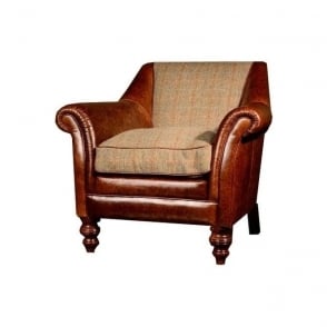 Dalmore Accent Armchair in Leather & Tweed