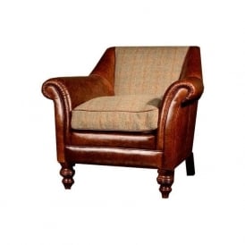 Dalmore Accent Armchair in Leather & Tweed