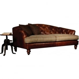 Dalmore Midi Sofa in Leather & Tweed