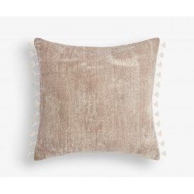 Decorative Scatter Cushion - Large Square Beige with Frill Edges