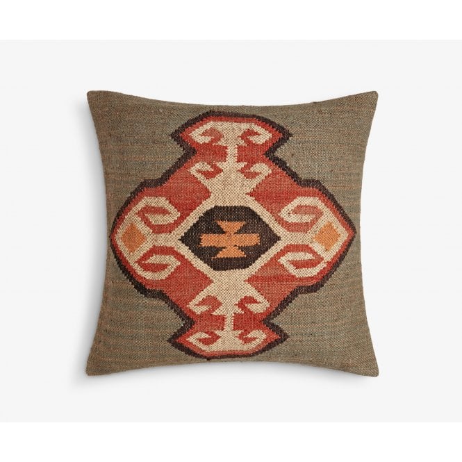 Tetrad Decorative Scatter Cushion - Large Square Kilim Grey