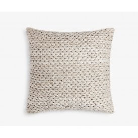 Decorative Scatter Cushion - Medium Square Light Grey Knit