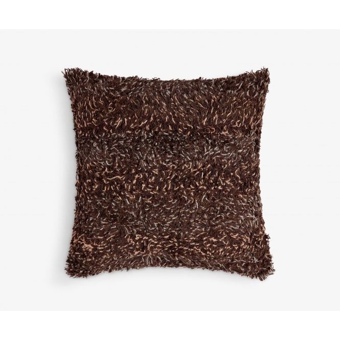 Tetrad Decorative Scatter Cushion - Medium Square Shaggy Dark Brown Wooly