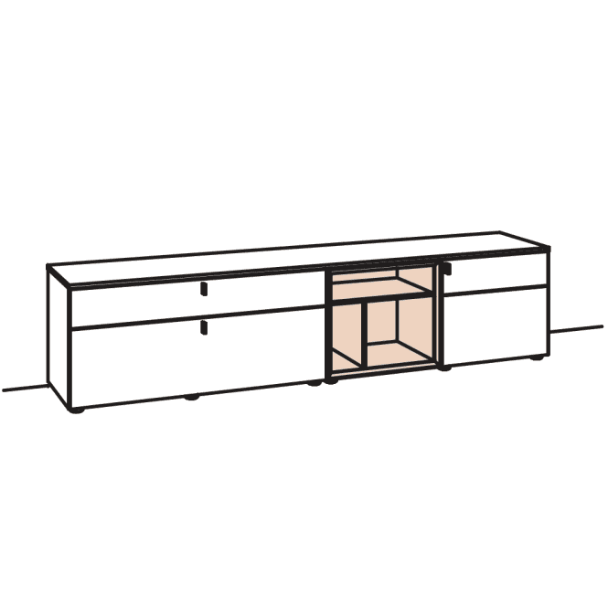 Venjakob Andiamo 3.0 240cm TV Base - Left Hand Cupboard