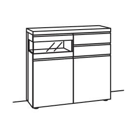 V Plus 3000 Display Cabinet 2 Drawers & Glass Display Left - 5730L