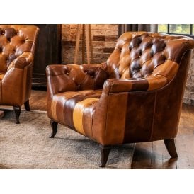 Bamford Club Chair - Toffee Patchwork Leather - Fast Track