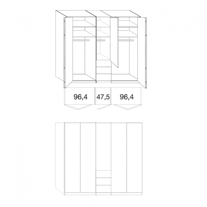 Wiemann Loft Wardrobe - 250cm Wide With 3 Drawers - 216cm High