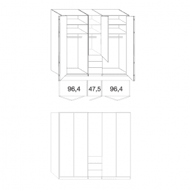 Wiemann 3 Drawer 250cm Wide Wardrobe