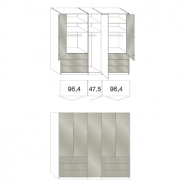 Wiemann Loft 6 Drawer 250cm Wardrobe
