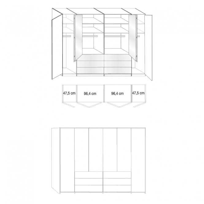 Wiemann Loft Wardrobe - 300cm Wide With 6 Drawers - 216cm High