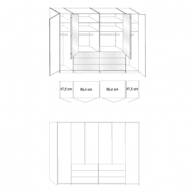 Loft Wardrobe - 300cm Wide With 9 Drawers - 216cm High