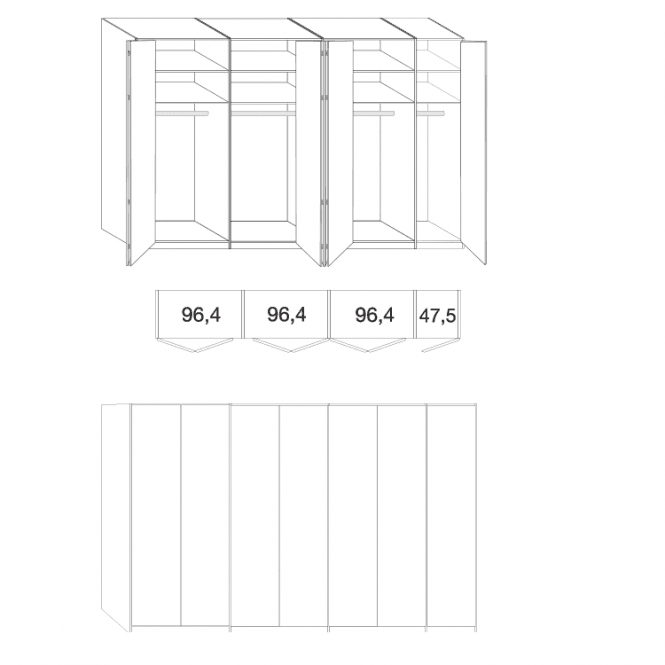 Wiemann Loft Wardrobe - 350cm Wide With 7 Doors - 216cm High