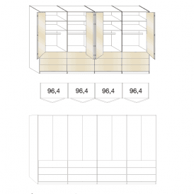 Wiemann 4 metre wide wardrobe with drawers