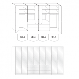 Wiemann Loft 4 Metre Wide Wardrobe With Drawers