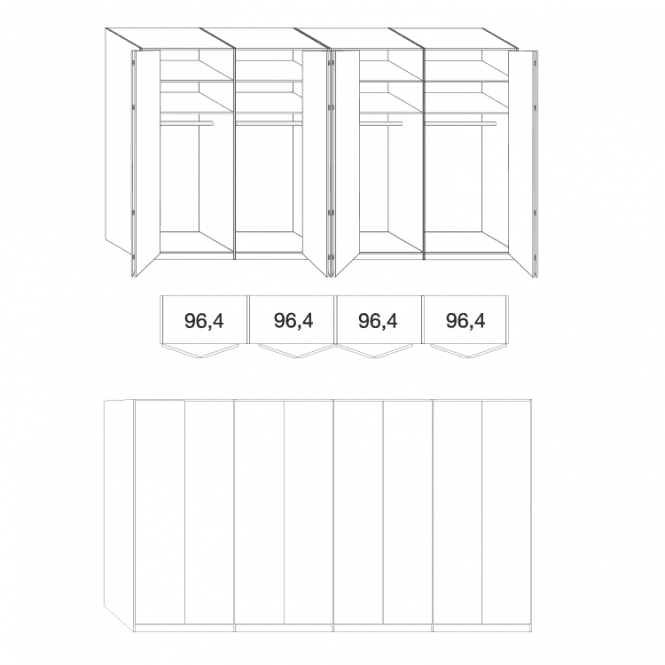 Wiemann Loft Wardrobe - 400cm Wide With 8 Doors - 216cm High