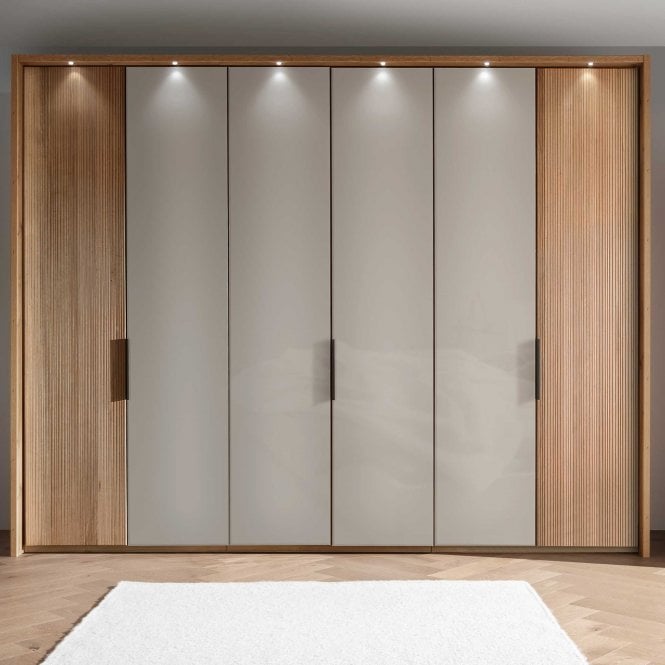 Wiemann New York Hinged Grooved Wood Wardrobe - 216cm High