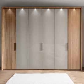 New York Hinged Grooved Wood Wardrobe - 216cm High