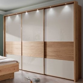New York Sliding Grooved Wood Wardrobe - 216cm High