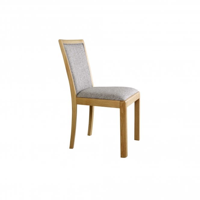 Winsor Stockholm Oak Dining Upholstered Back Chair in Grey Fabric
